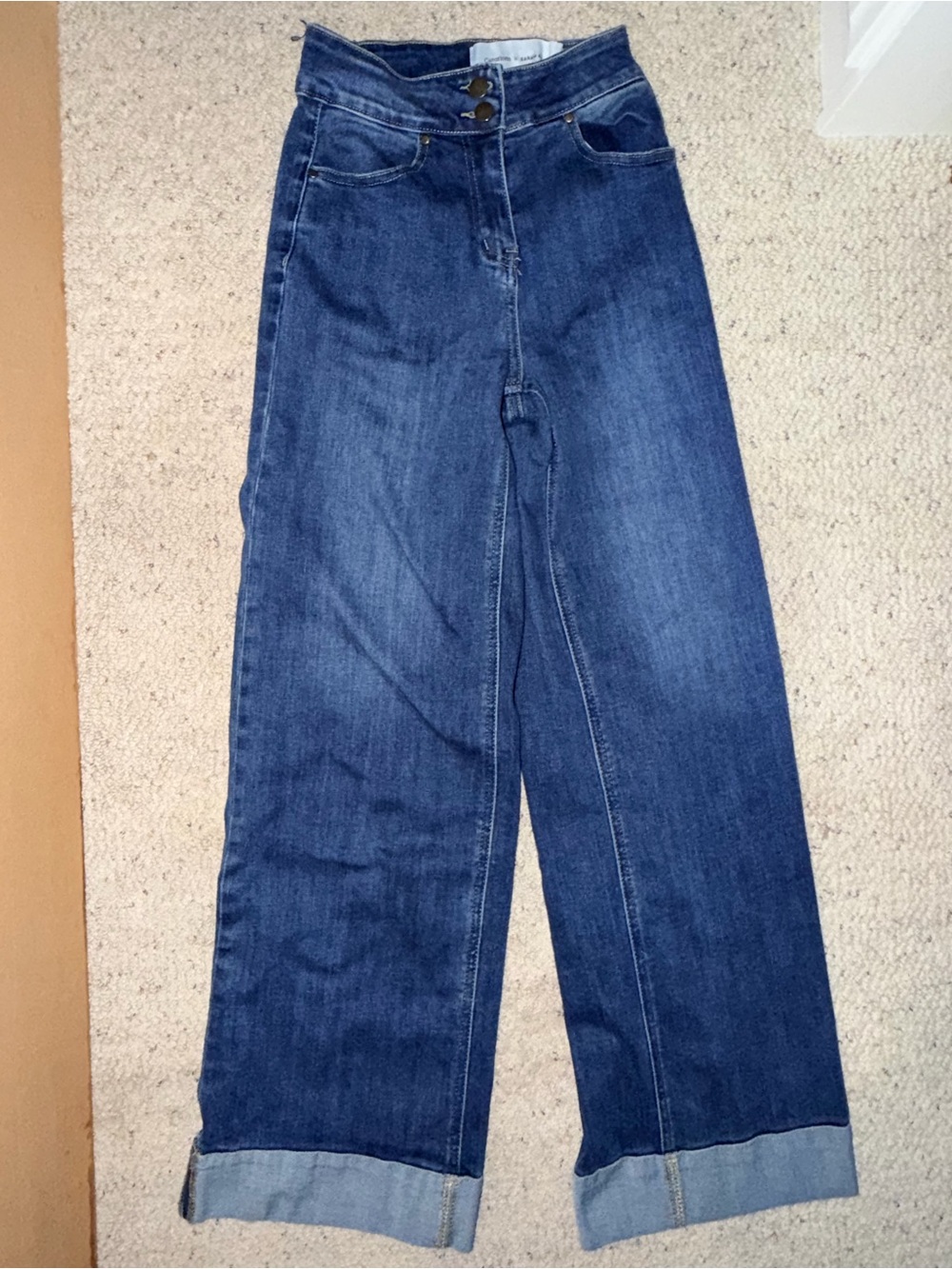 Wide-Leg High-Rise Women's Jeans in Dark Blue